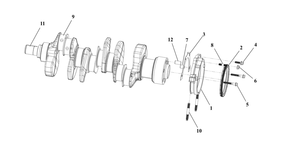 Engine Group - Crankshaft Diagram and Parts List for 076150-04  Briggs and Stratton Generator